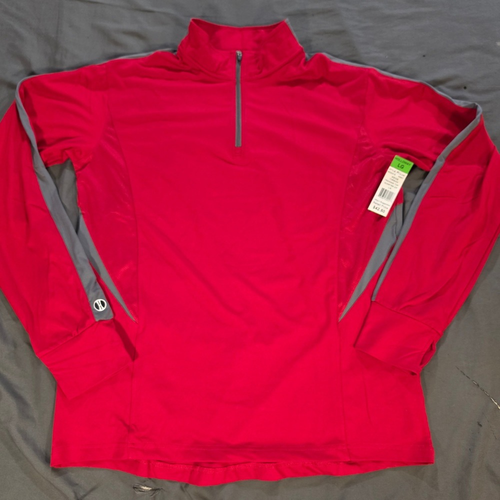 Holloway Mens Torsion Training Top Red Grey Quarter Zip Pullover Large 222415